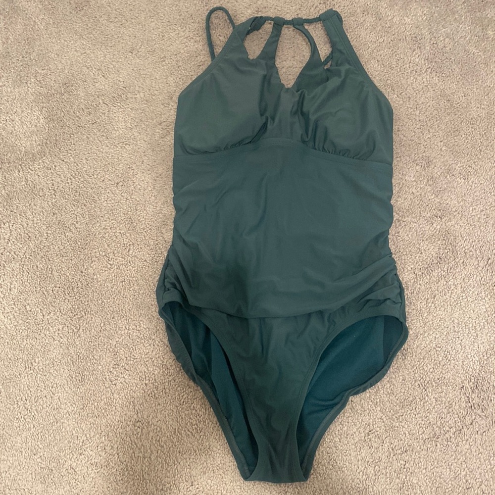 Green one piece bathing suit